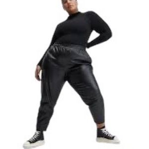 Fabletics Black High-Waisted Vegan Leather Pants NWOT